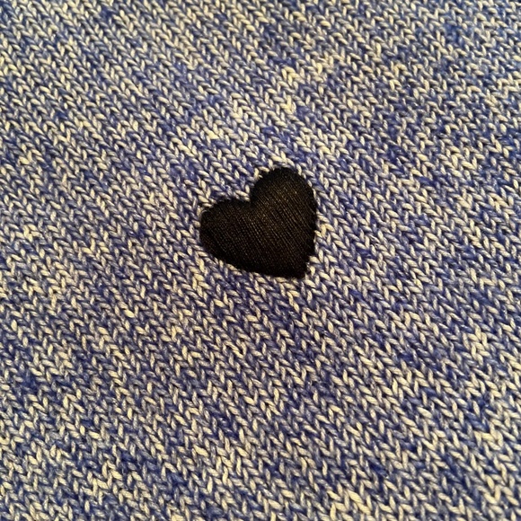 NWOT Talbots Cotton Sweater, XS, Marled Blue/White, Embroidered Hearts - Picture 5 of 5